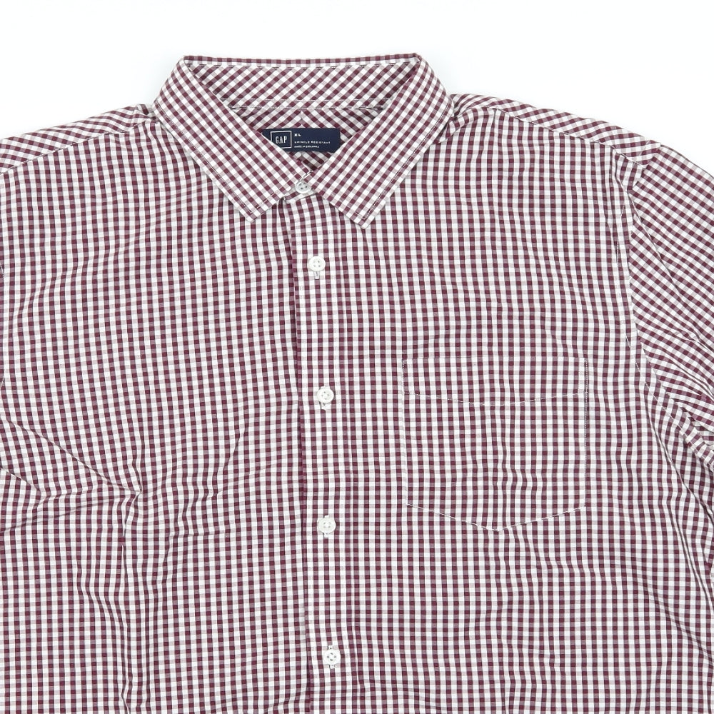 Gap Mens White Check   Dress Shirt Size XL