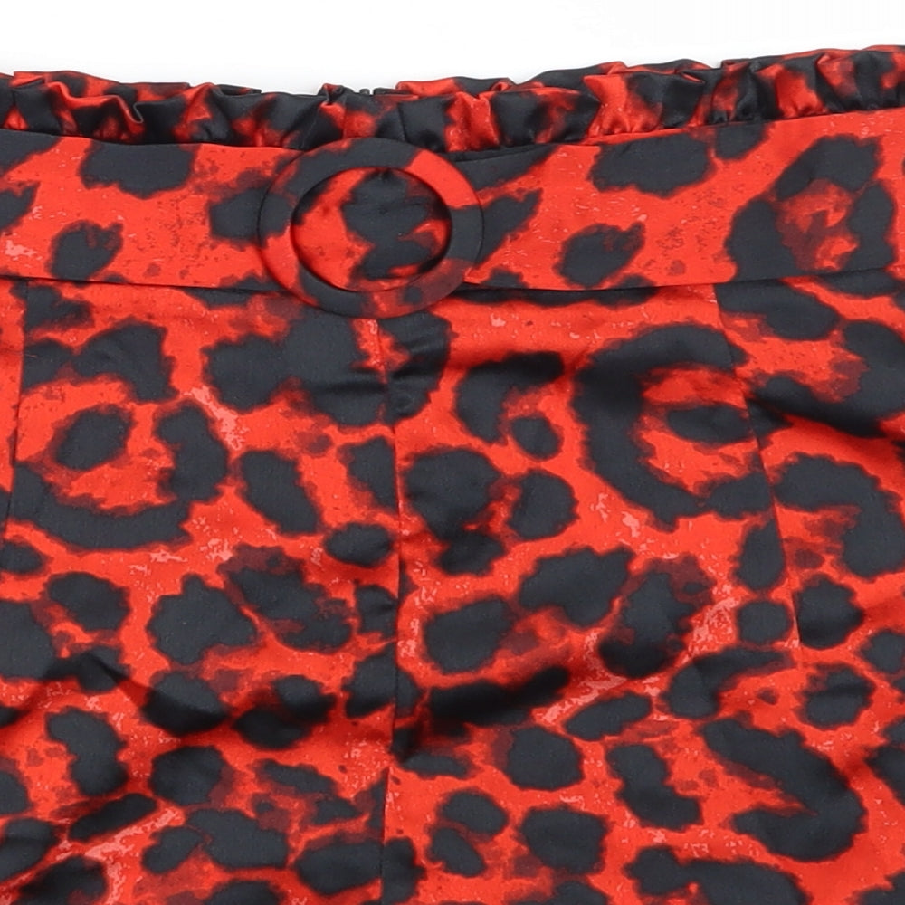 Quiz Womens Red Animal Print  Hot Pants Shorts Size 6