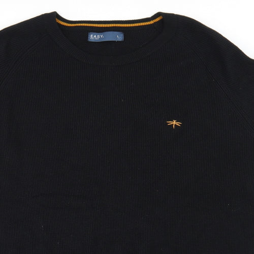 Easy Mens Black   Cardigan Sweatshirt Size L
