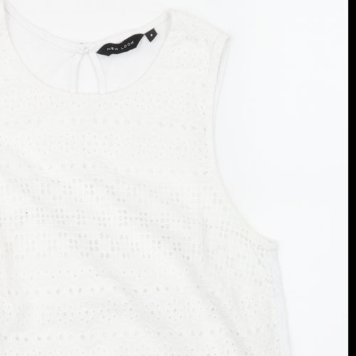 New Look Womens White Floral  Basic T-Shirt Size 8