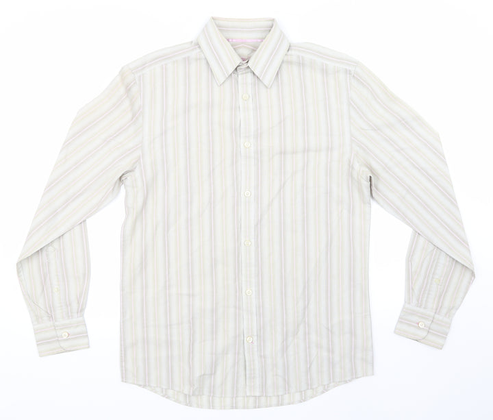 NEXT Mens Beige Striped   Button-Up Size S