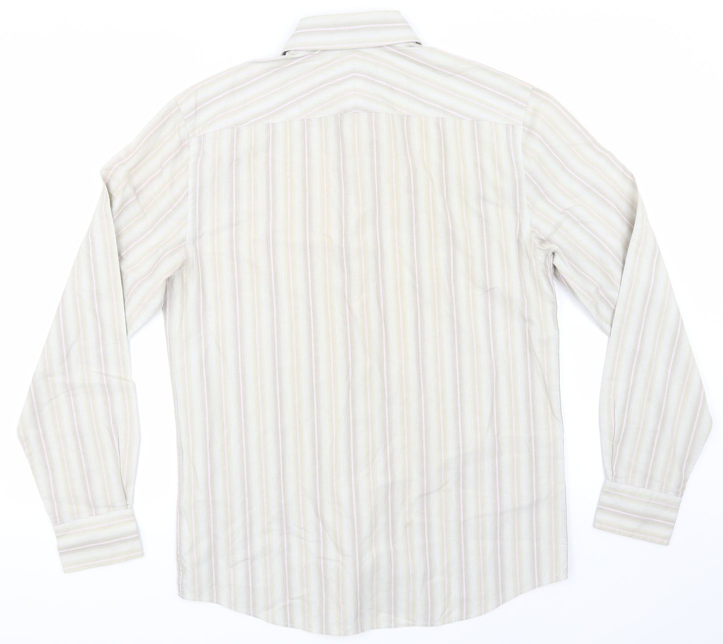 NEXT Mens Beige Striped   Button-Up Size S