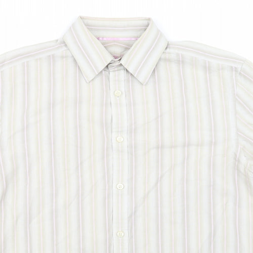 NEXT Mens Beige Striped   Button-Up Size S