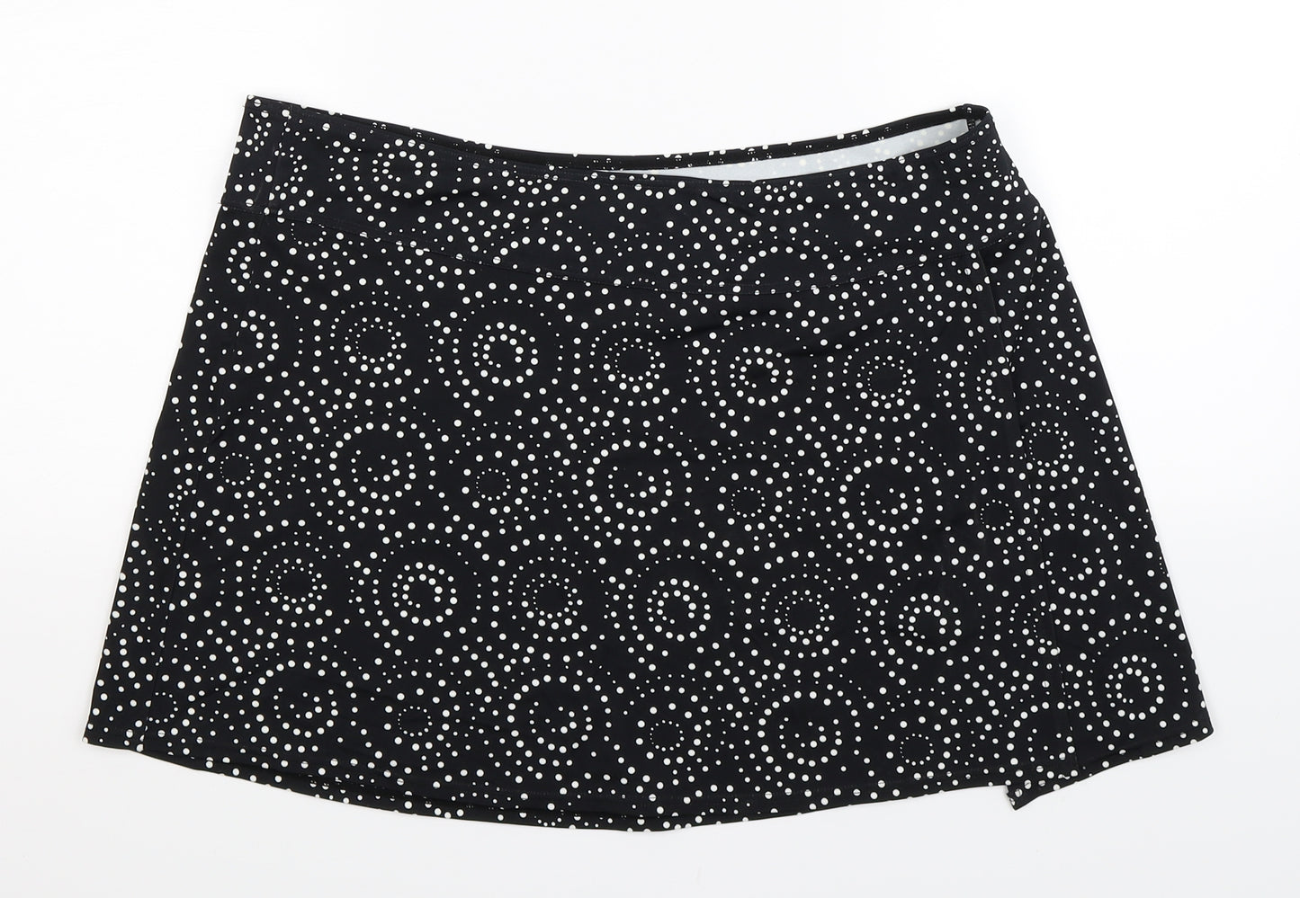 Preworn Womens Black Polka Dot  Mini Skirt Size 16