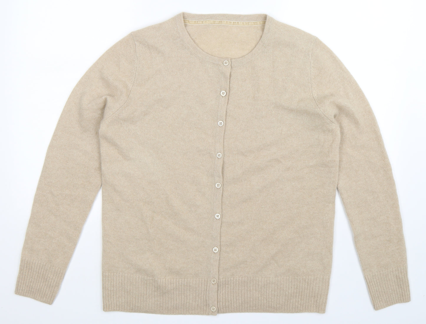 Preworn Womens Beige  Knit Cardigan Jumper Size 14