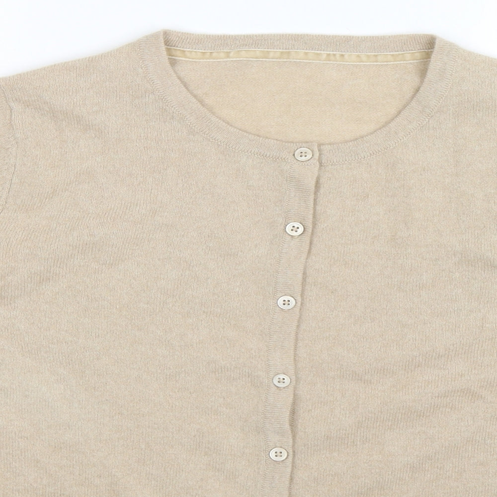 Preworn Womens Beige  Knit Cardigan Jumper Size 14