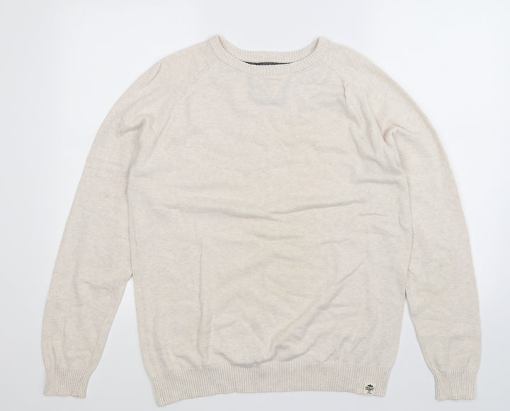 Cedar Wood State Mens Beige Knit Pullover Jumper Size M