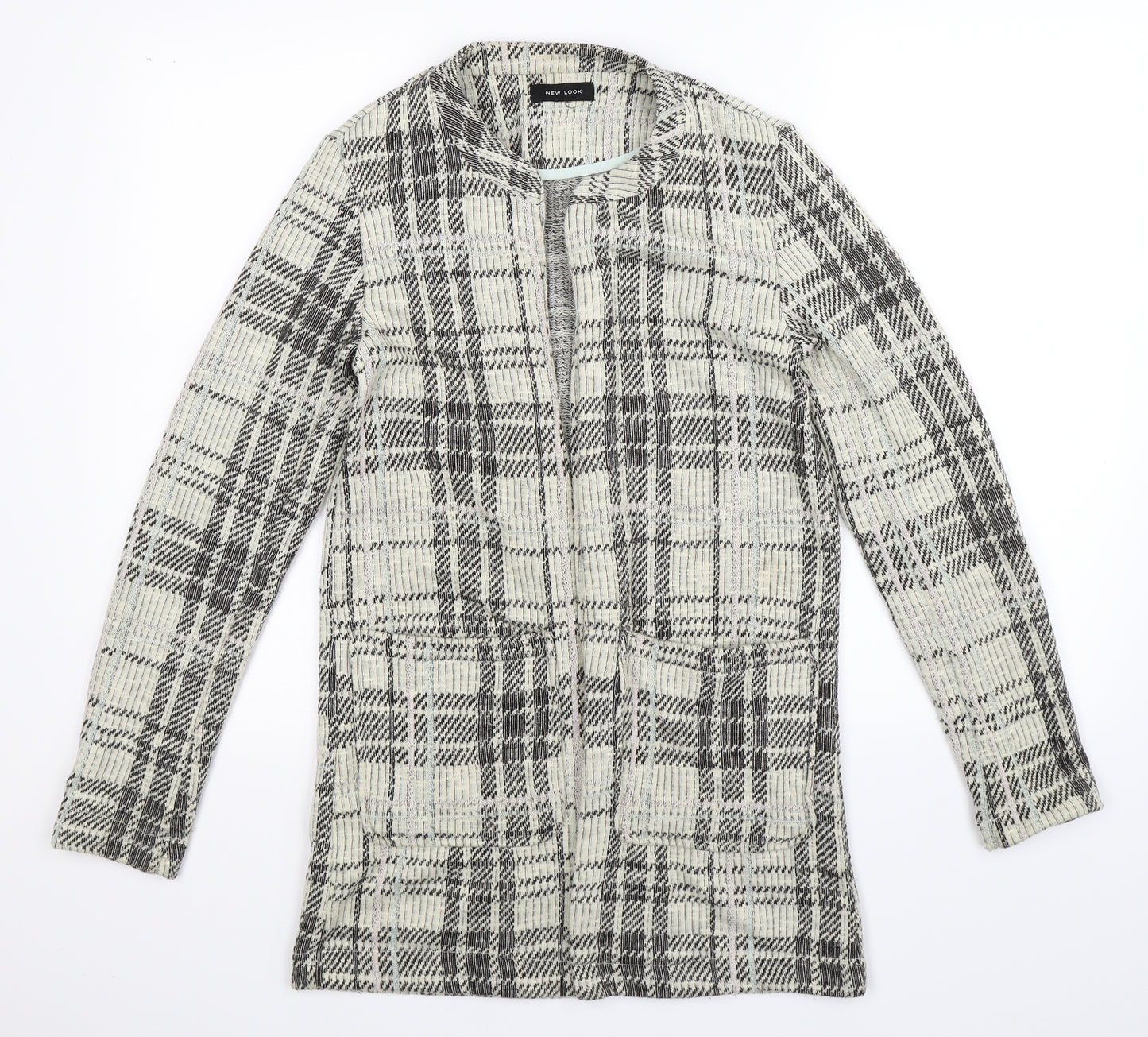 New Look Womens Beige Check  Cardigan Jumper Size 8
