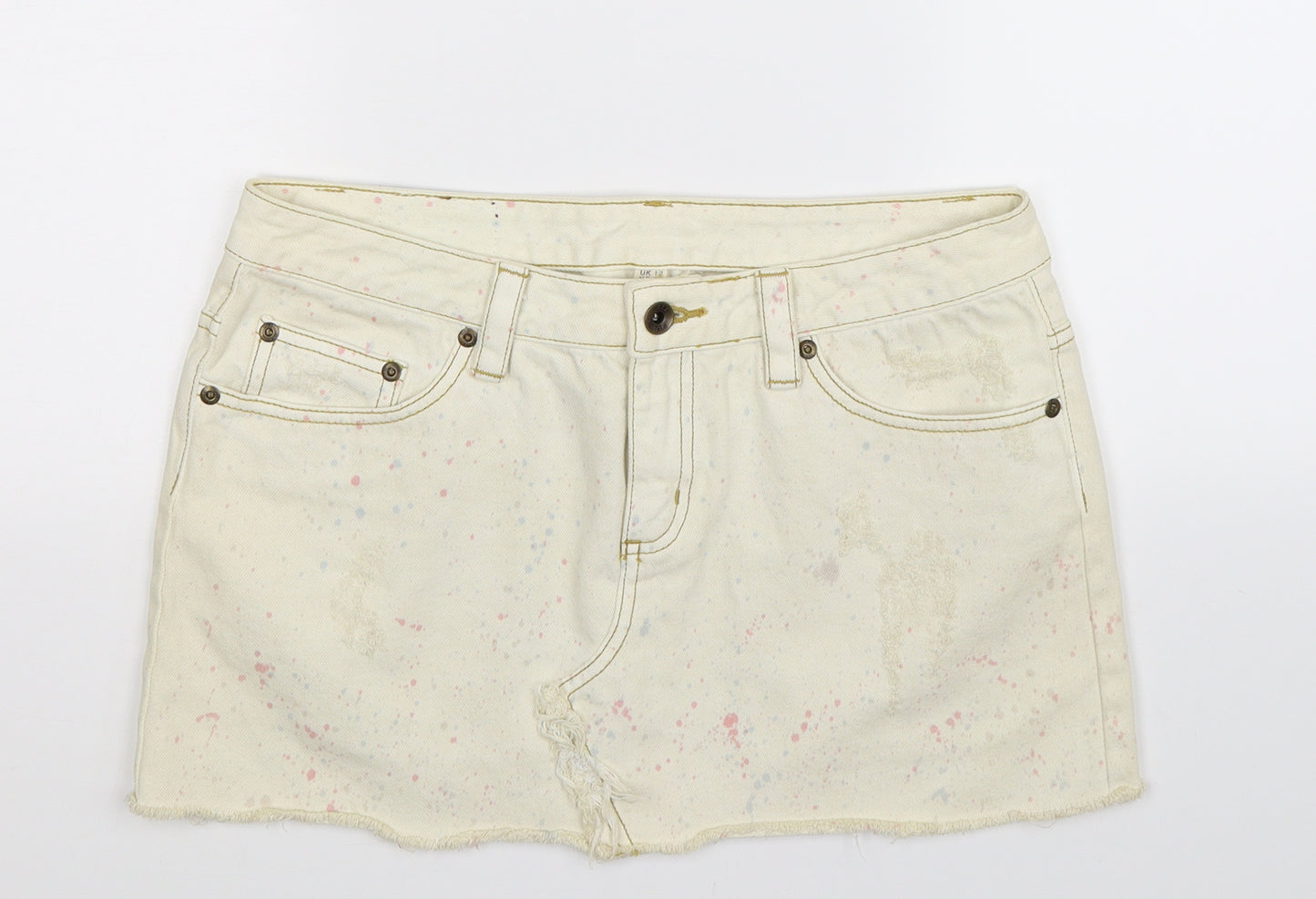 AllSaints Womens Beige  Denim Mini Skirt Size 12