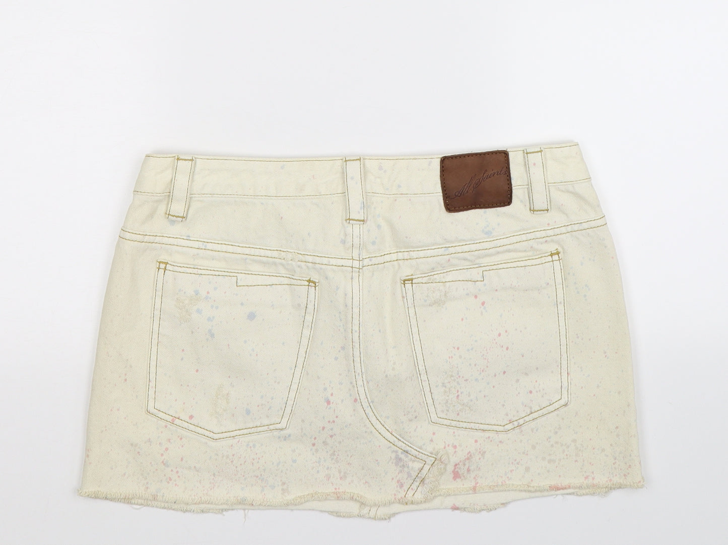 AllSaints Womens Beige  Denim Mini Skirt Size 12