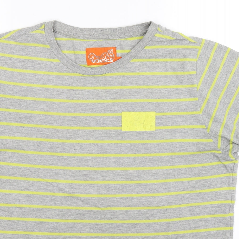 Gio Goi Mens Grey Striped   T-Shirt Size L
