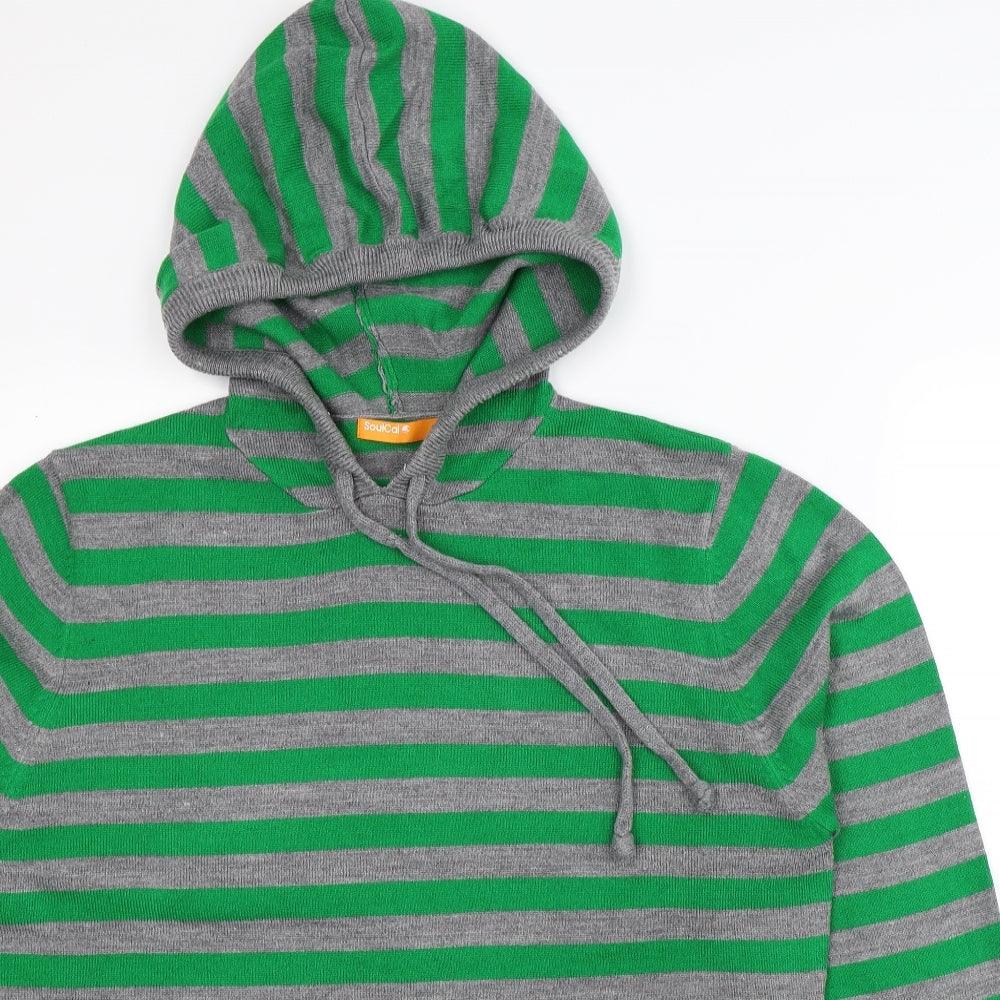 SoulCal&Co Mens Multicoloured Striped Knit Pullover Jumper Size L