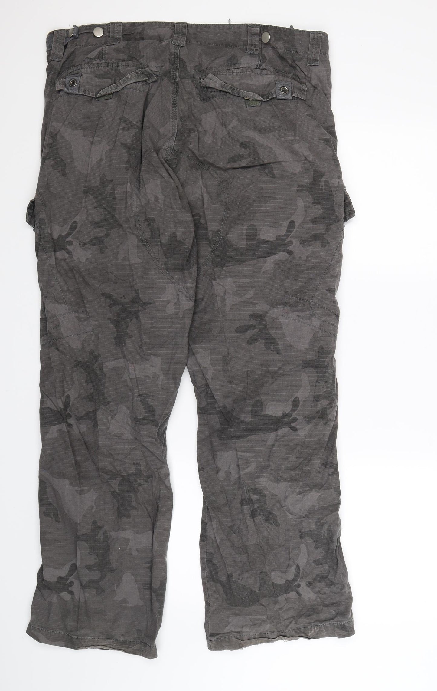Denim Co Mens Grey Camouflage  Cargo Trousers Size 38 L32 in