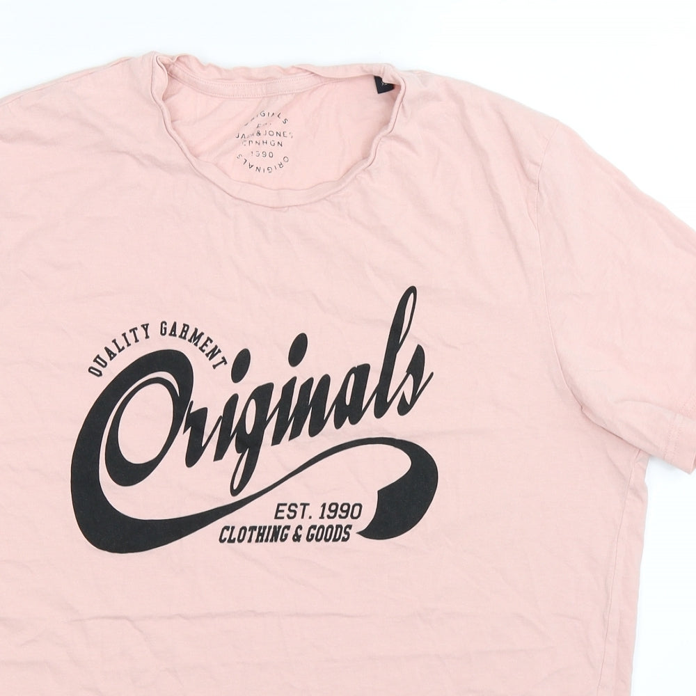 JACK & JONES Mens Pink    T-Shirt Size XL