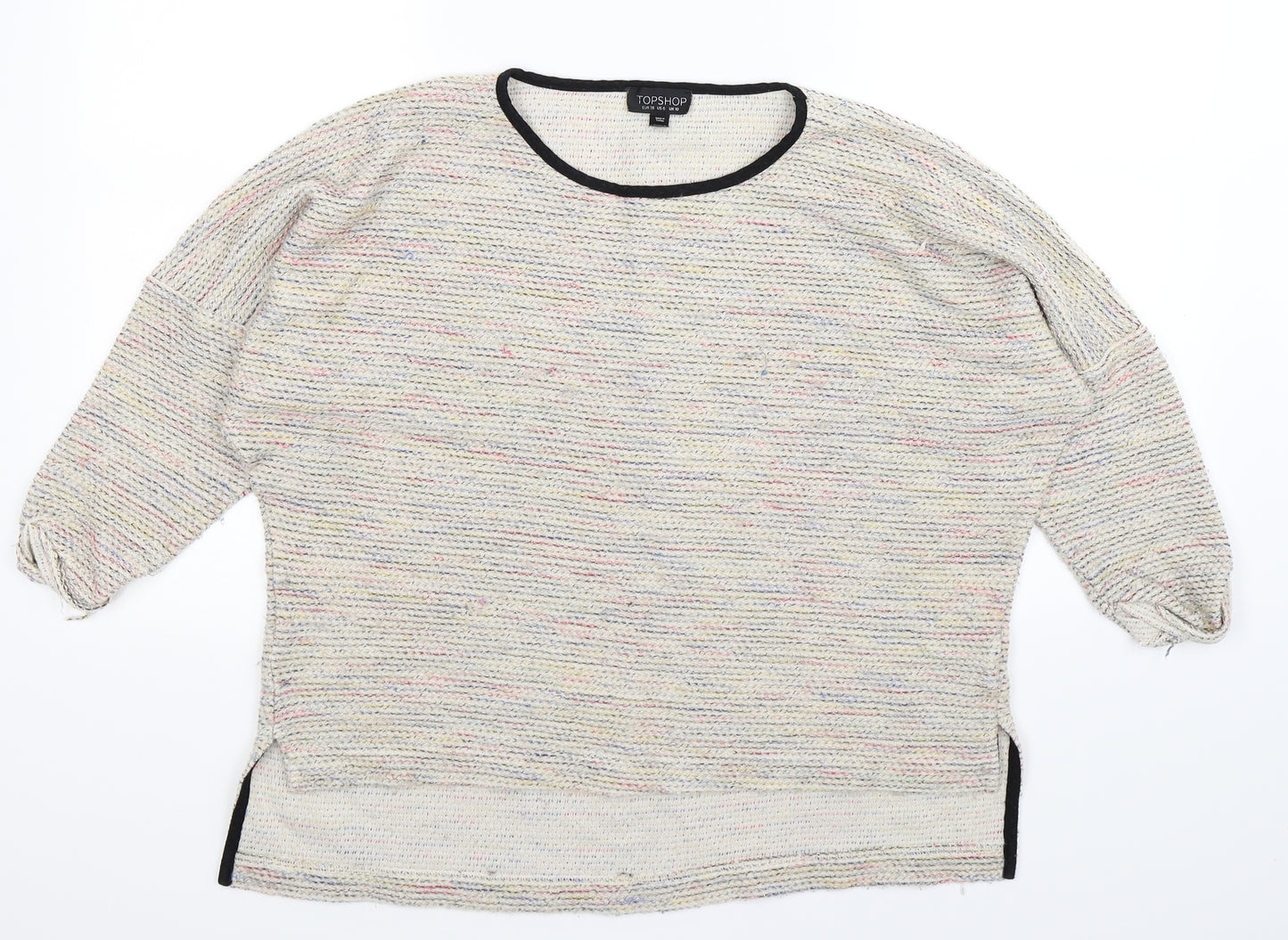 Tophsop Womens Grey Striped Knit Pullover Jumper Size 10  - Oversized