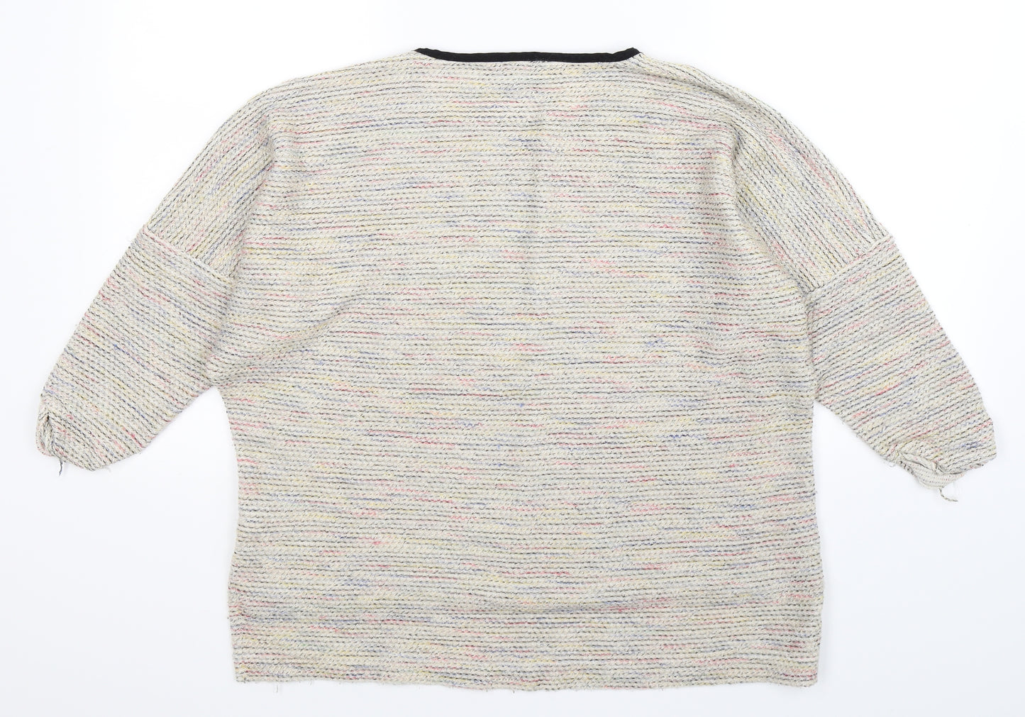 Tophsop Womens Grey Striped Knit Pullover Jumper Size 10  - Oversized