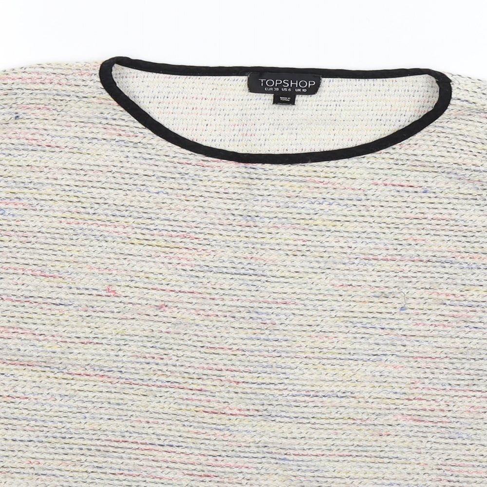 Tophsop Womens Grey Striped Knit Pullover Jumper Size 10  - Oversized
