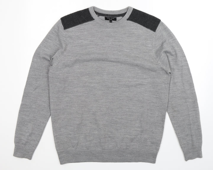 New Look Mens Grey Knit Pullover Jumper Size M