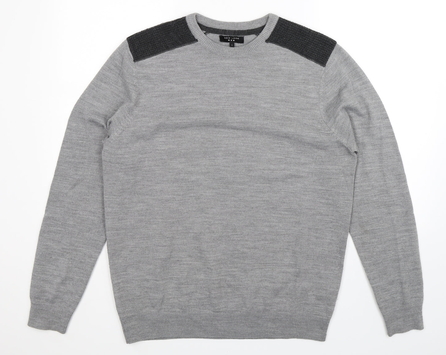 New Look Mens Grey  Knit Pullover Jumper Size M