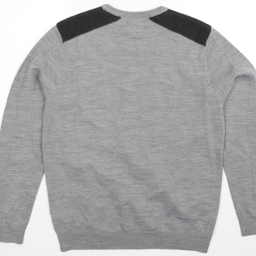 New Look Mens Grey  Knit Pullover Jumper Size M
