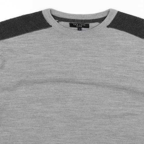 New Look Mens Grey  Knit Pullover Jumper Size M