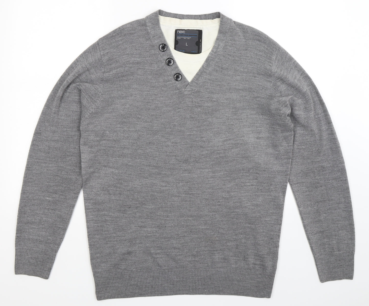 NEXT Mens Grey  Knit Pullover Jumper Size L