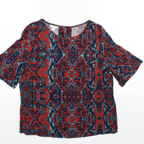 Monsoon Womens Multicoloured Geometric  Basic T-Shirt Size 8