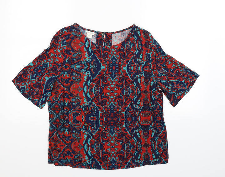 Monsoon Womens Multicoloured Geometric Basic T-Shirt Size 8