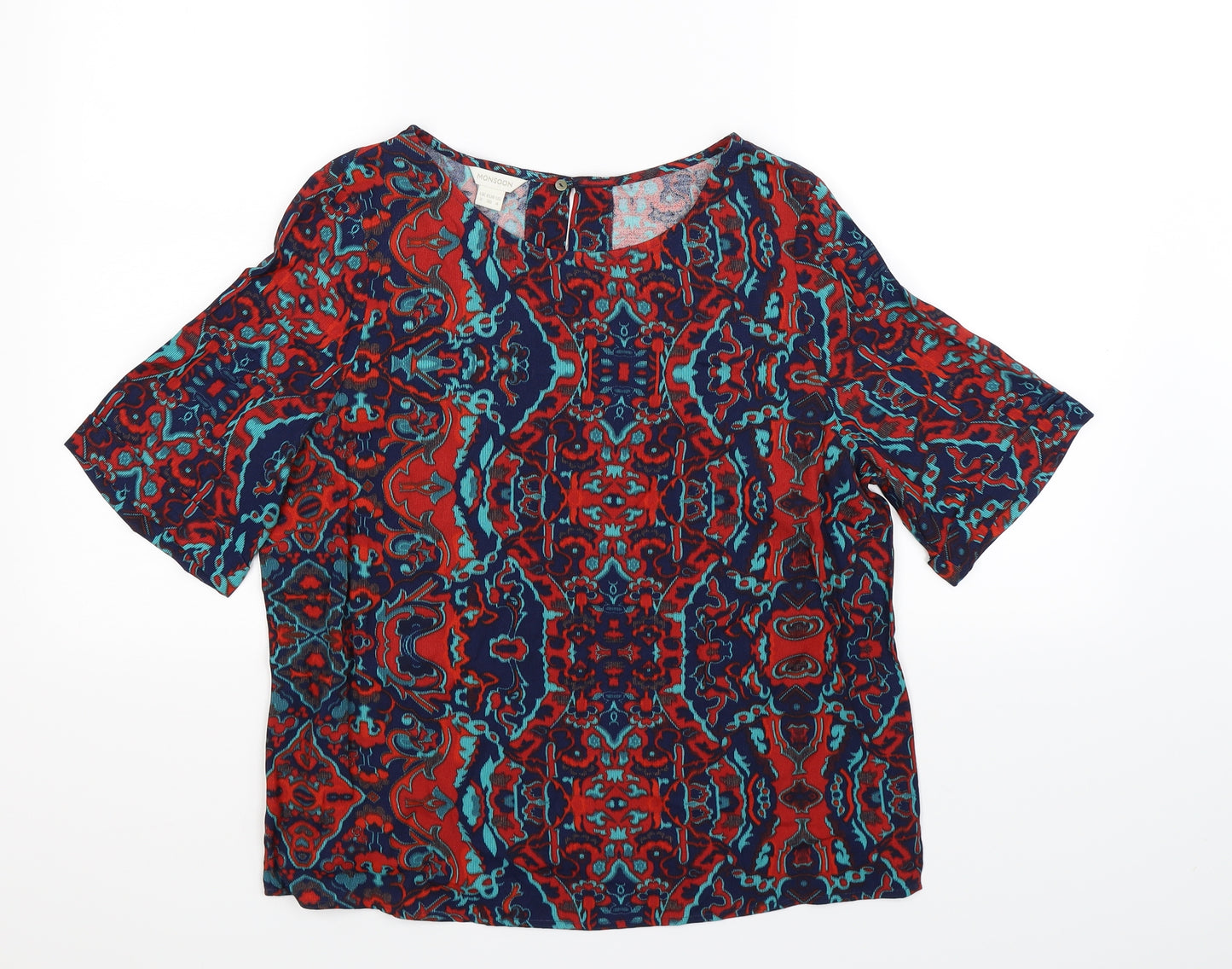 Monsoon Womens Multicoloured Geometric  Basic T-Shirt Size 8