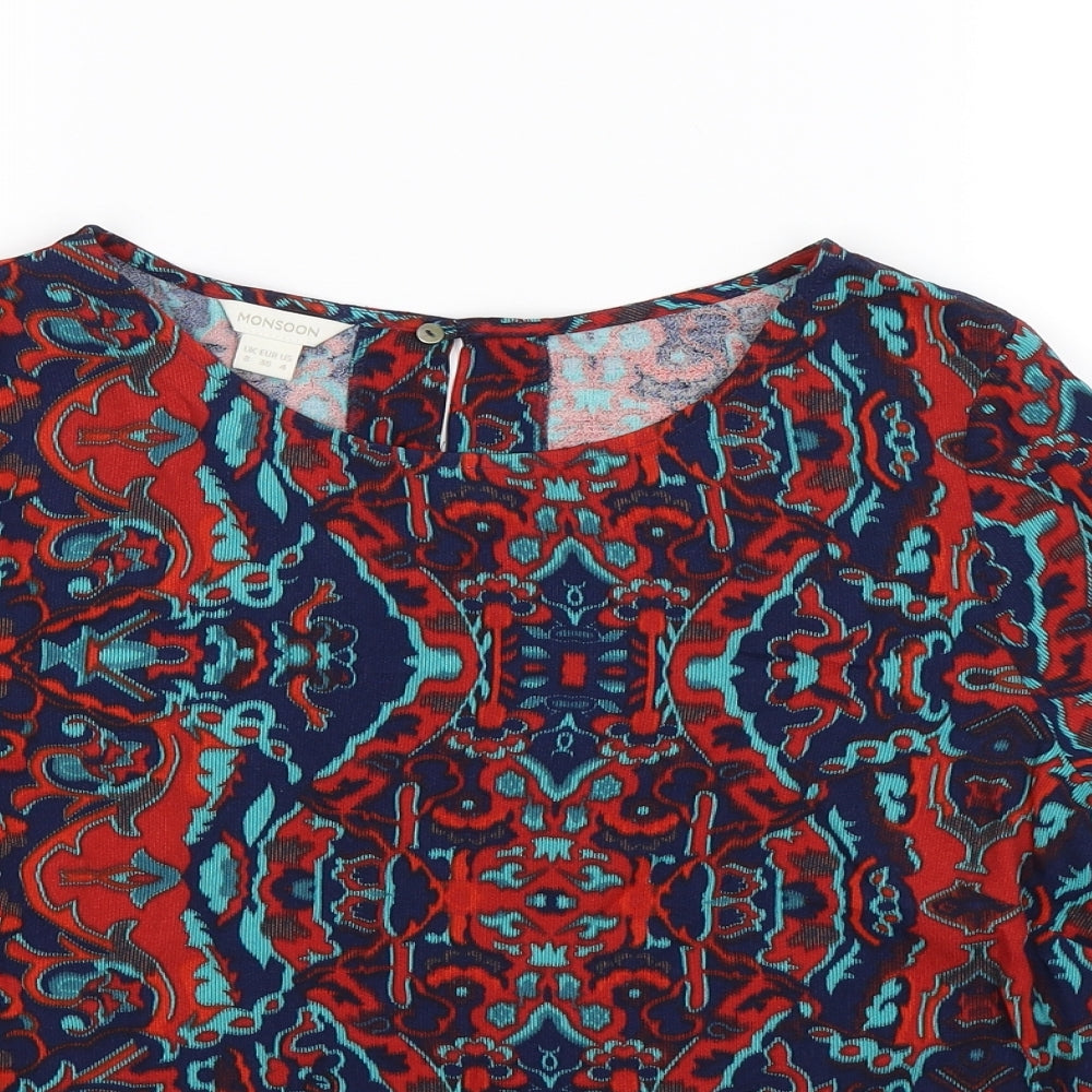 Monsoon Womens Multicoloured Geometric  Basic T-Shirt Size 8