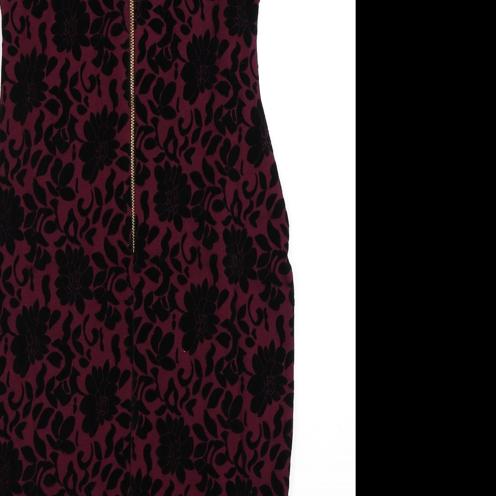 Dorothy Perkins Womens Purple Floral  Bodycon  Size 10