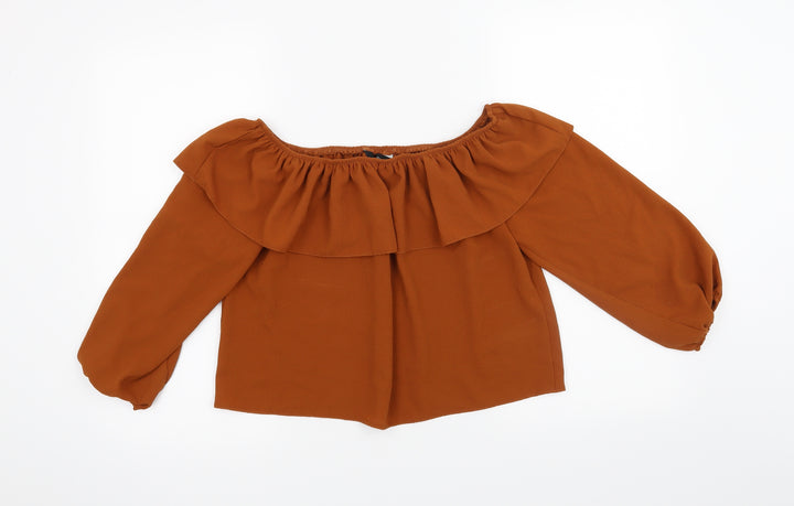 New Look Womens Orange   Cropped Blouse Size 12