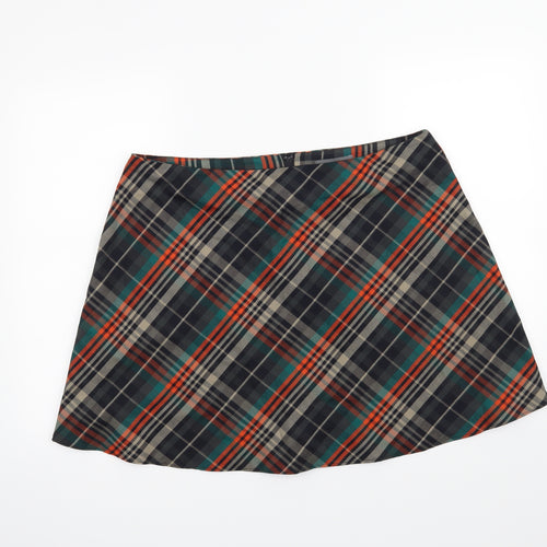 Primark Womens Orange Check  Pleated Skirt Size 18