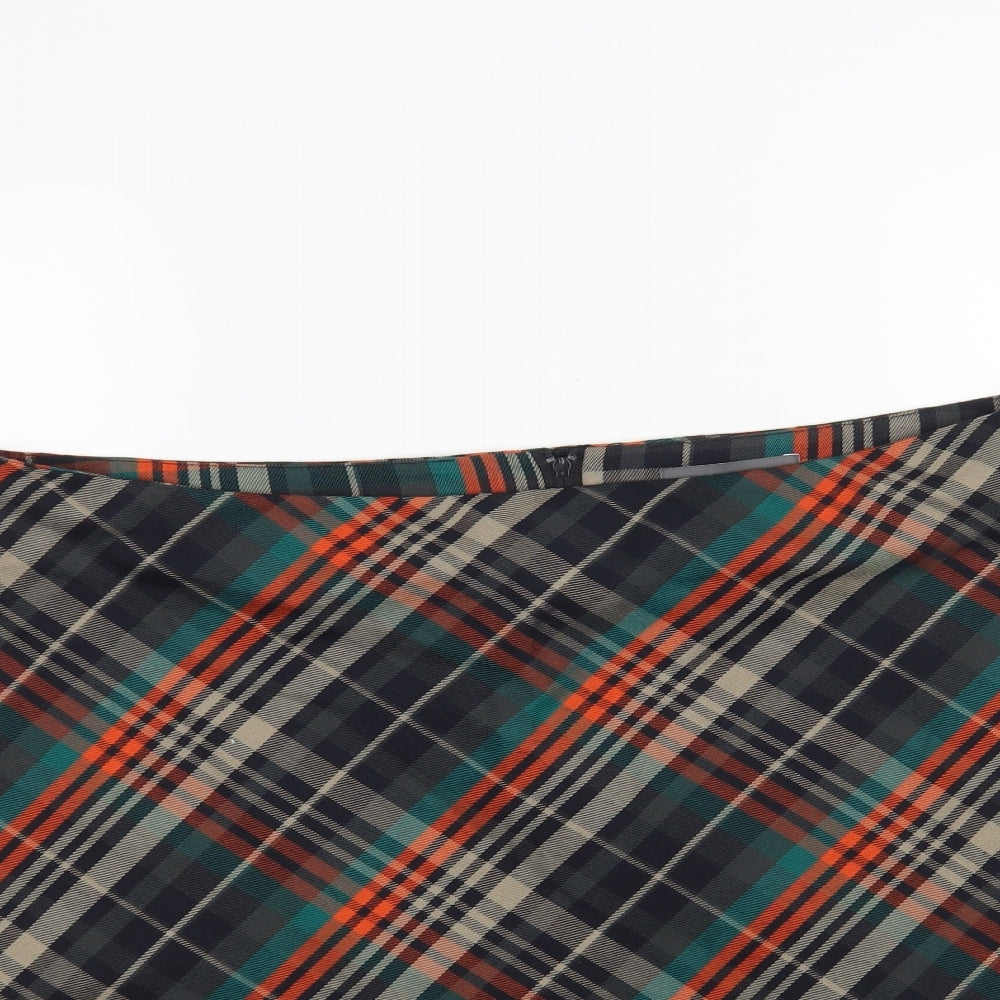 Primark Womens Orange Check  Pleated Skirt Size 18
