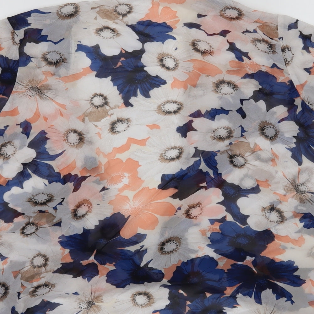 New Look Womens White Floral  Cardigan Jumper Size 8
