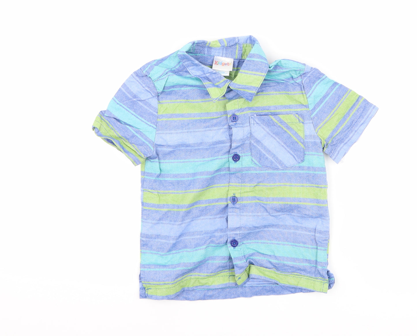 Kidgets Boys Blue Striped  Basic Button-Up Size 2 Years