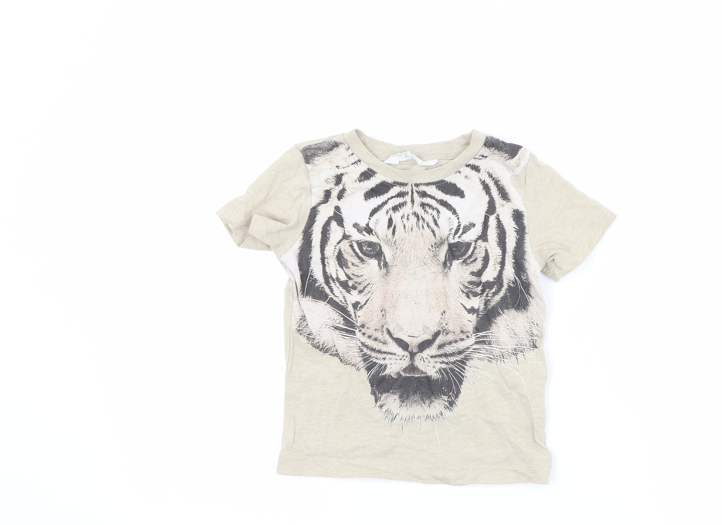 H&M Boys Brown   Basic T-Shirt Size 2-3 Years  - Tiger