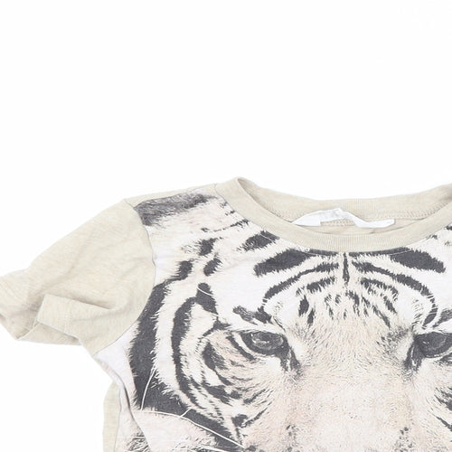 H&M Boys Brown   Basic T-Shirt Size 2-3 Years  - Tiger