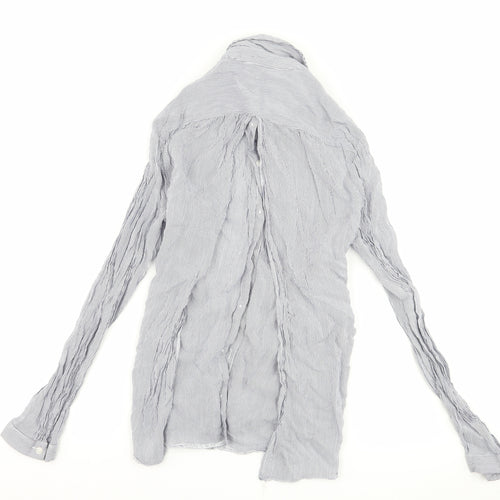 Miss Selfridge Womens Blue Striped  Basic Button-Up Size 8  - open back