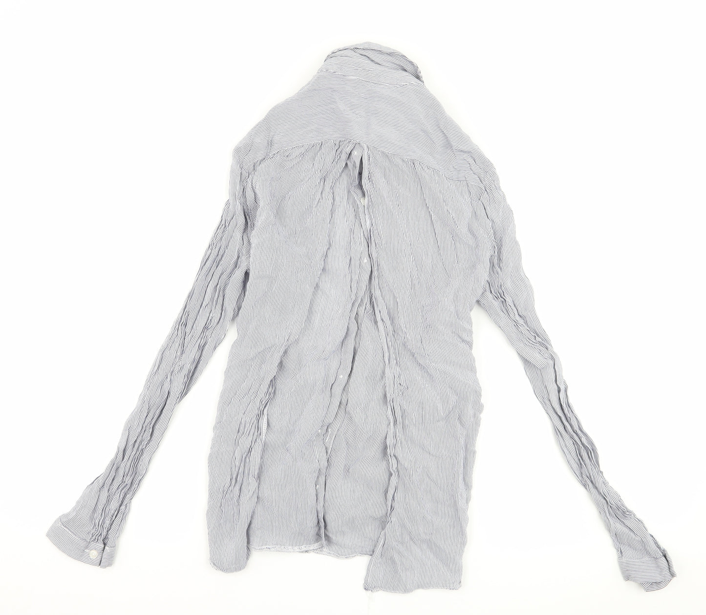 Miss Selfridge Womens Blue Striped  Basic Button-Up Size 8  - open back