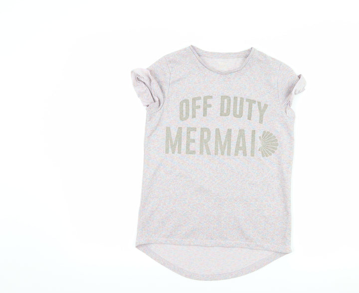 F&F Girls Purple Basic T-Shirt Size 11-12 Years - off duty mermaid