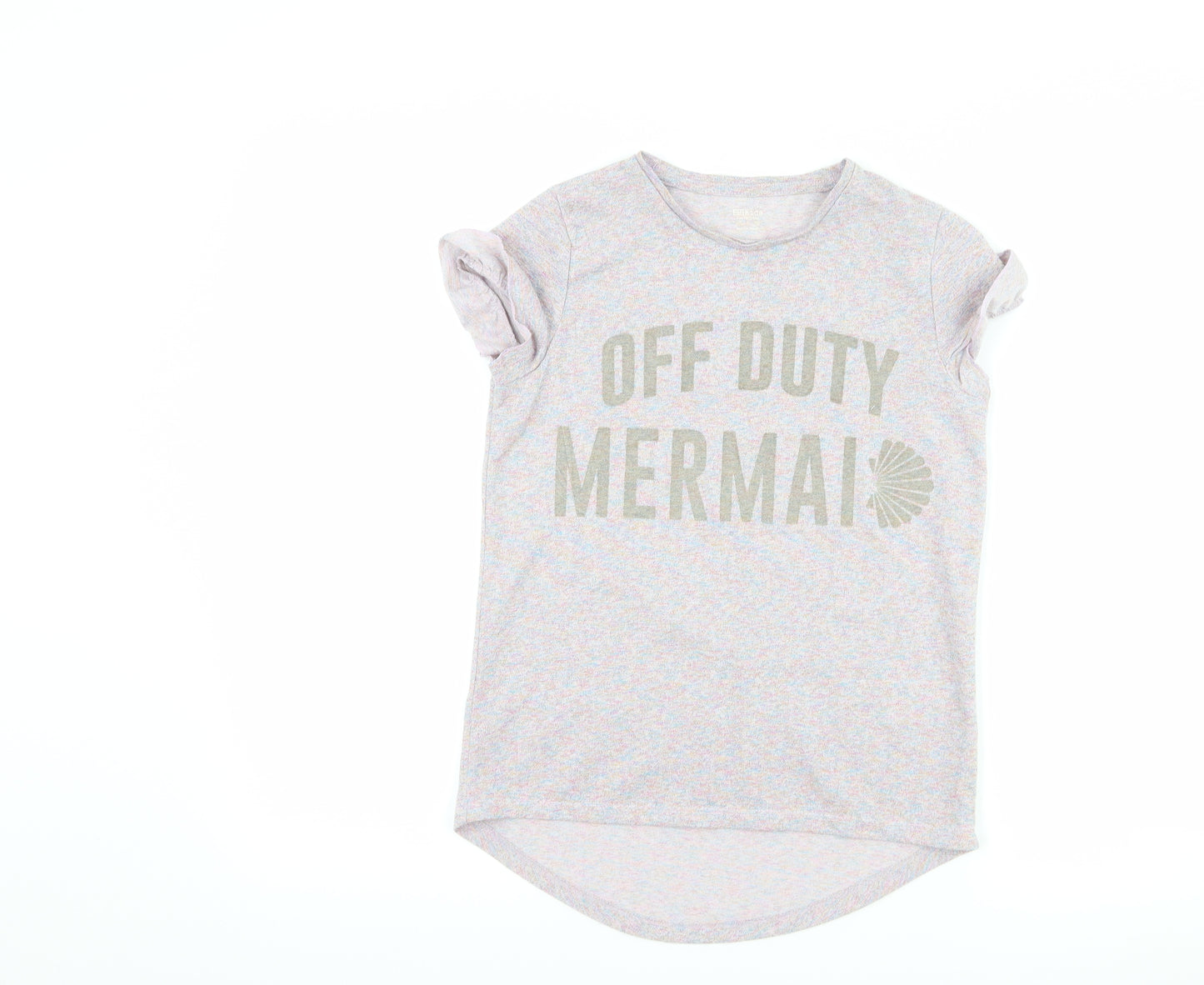 F&F Girls Purple   Basic T-Shirt Size 11-12 Years  - off duty mermaid