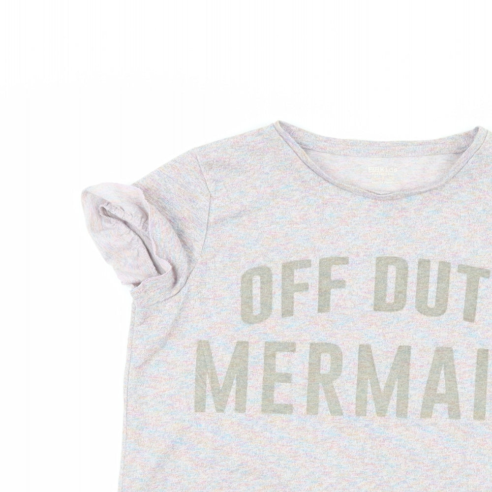 F&F Girls Purple   Basic T-Shirt Size 11-12 Years  - off duty mermaid