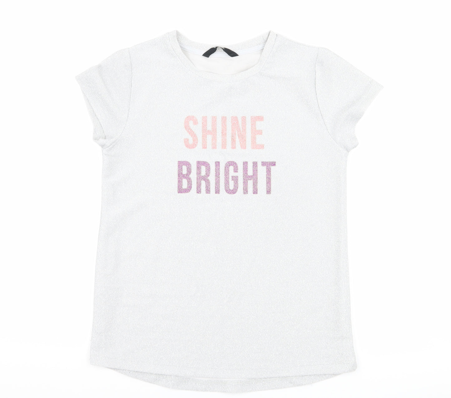 George Girls Silver   Basic T-Shirt Size 10-11 Years  - Shine Bright