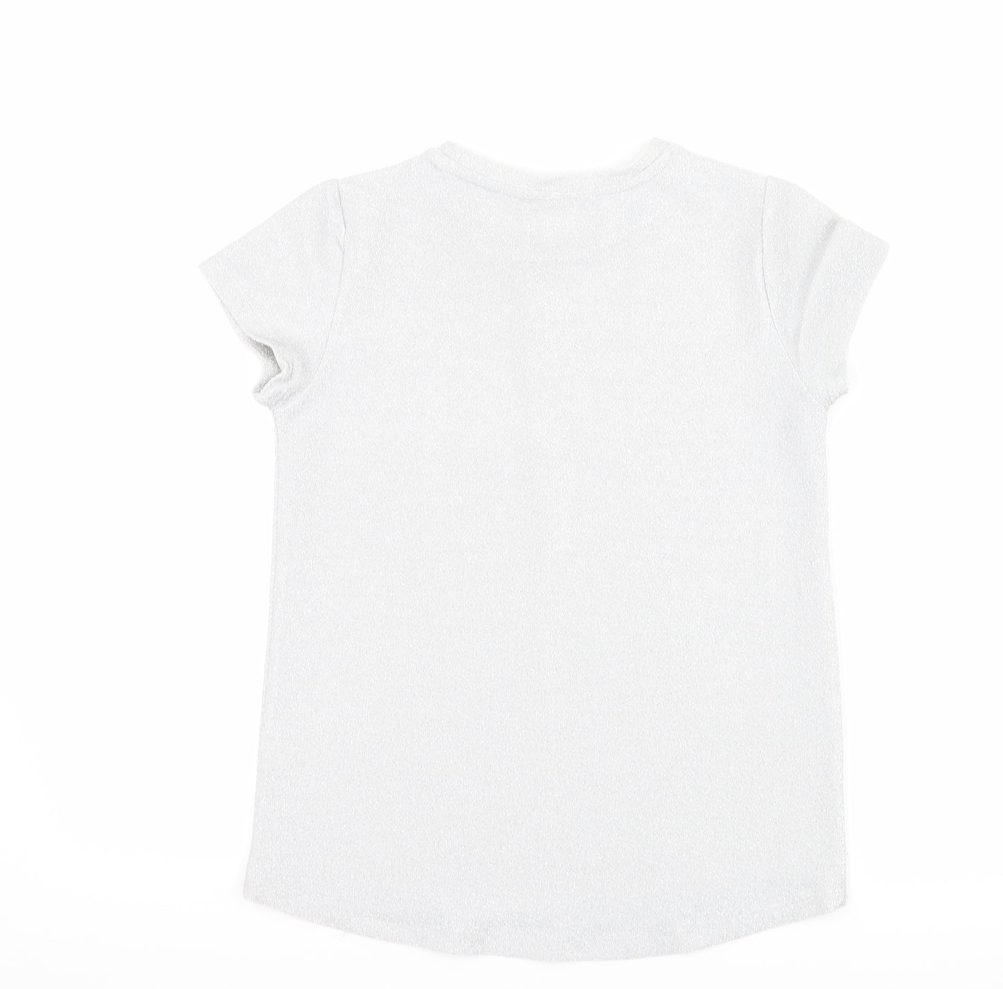 George Girls Silver   Basic T-Shirt Size 10-11 Years  - Shine Bright