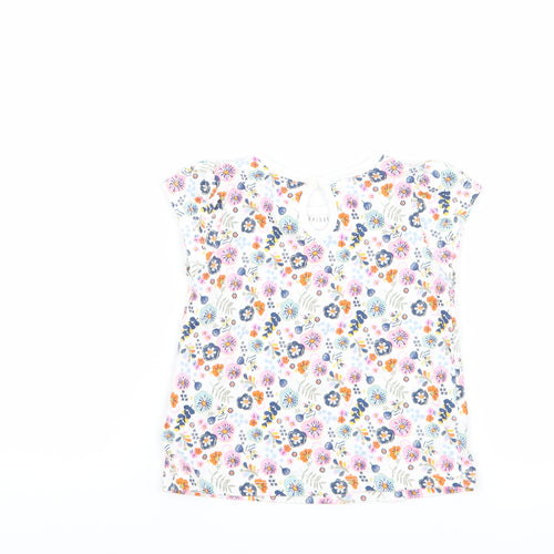 TU Girls White Floral  Basic T-Shirt Size 6-9 Months