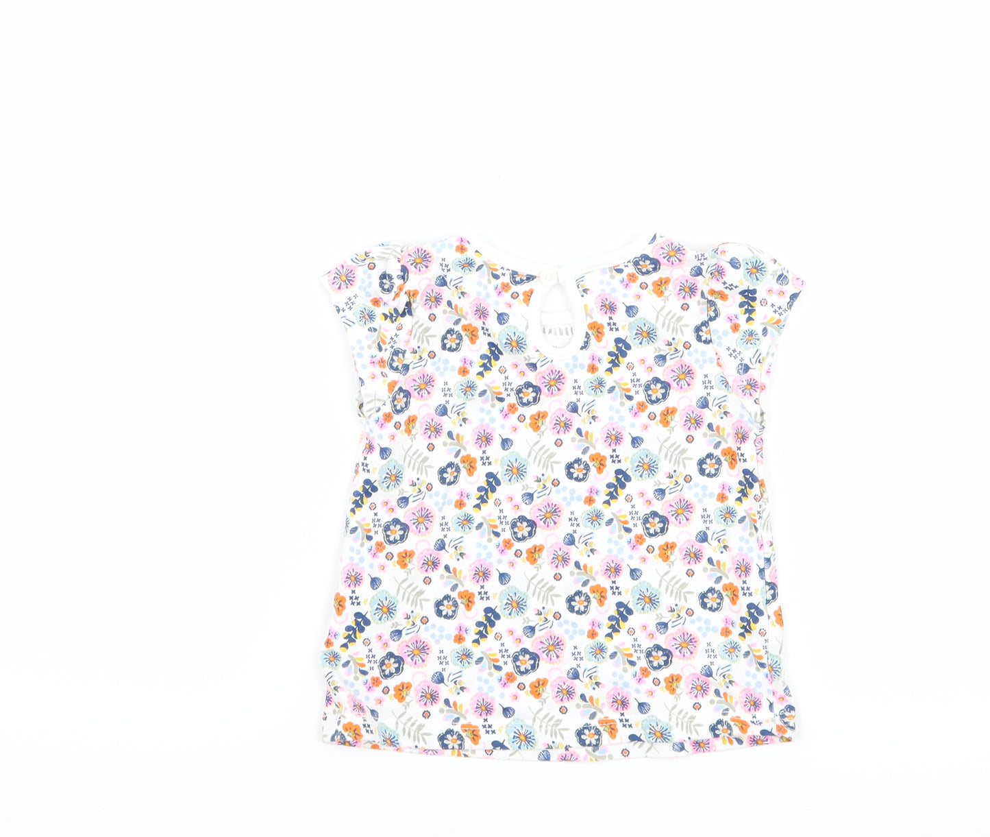 TU Girls White Floral  Basic T-Shirt Size 6-9 Months