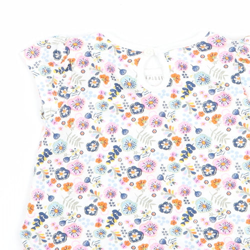 TU Girls White Floral  Basic T-Shirt Size 6-9 Months