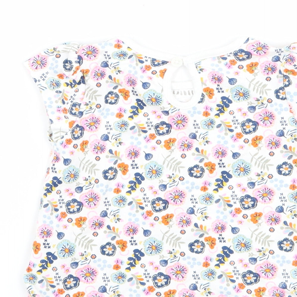 TU Girls White Floral  Basic T-Shirt Size 6-9 Months