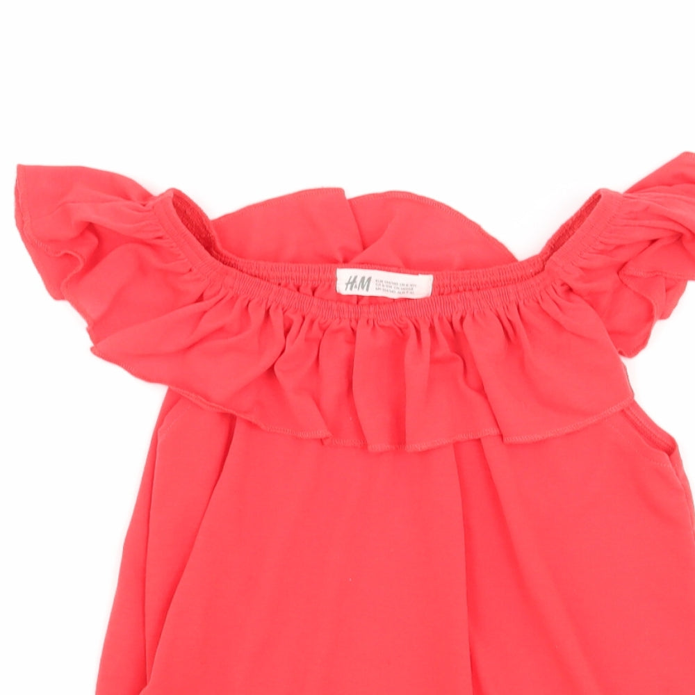 H&M Girls Red   Basic T-Shirt Size 9-10 Years